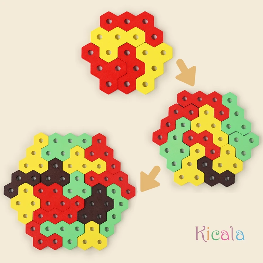 Montessori Hamburger Building Blocks Ordinamento e impilamento geometrici in legno Giocattolo Gioco di puzzle a colori per l'apprendimento educativo precoce