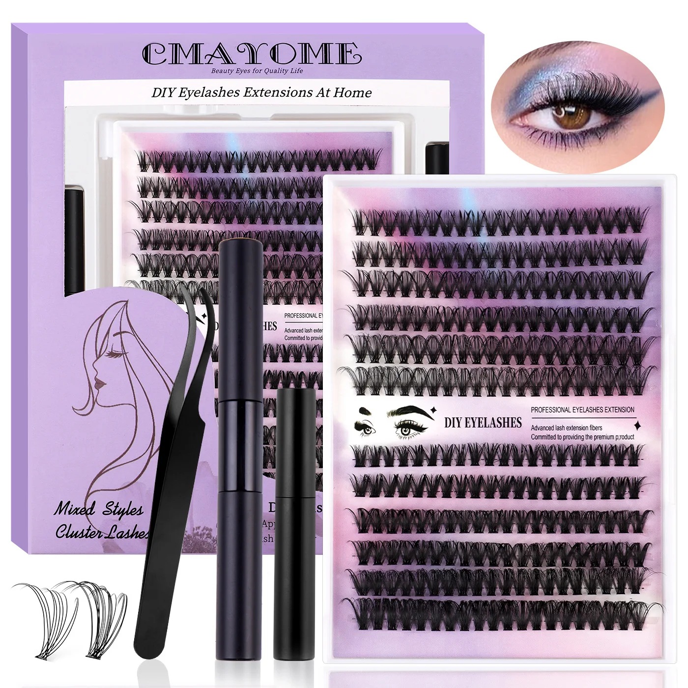 240 Clusters Hot DIY Segmented False Eyelashes 30D + 40D Mixed Package Large Capacity Single Cluster False Eyelashes Gift Box