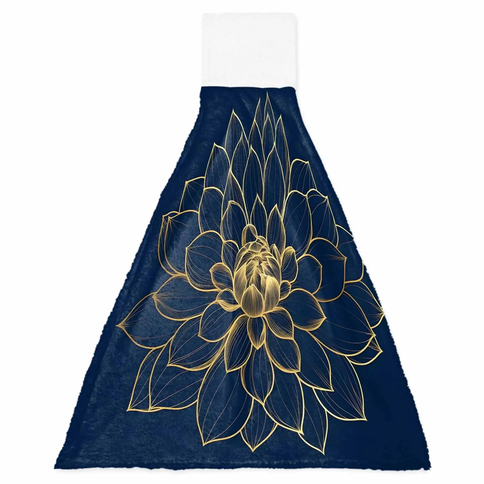 

Gold Line Texture Flower Hand Towels Kitchen Microfiber Dishcloths Cleaning Cloth Absorbent Hanging Towels
