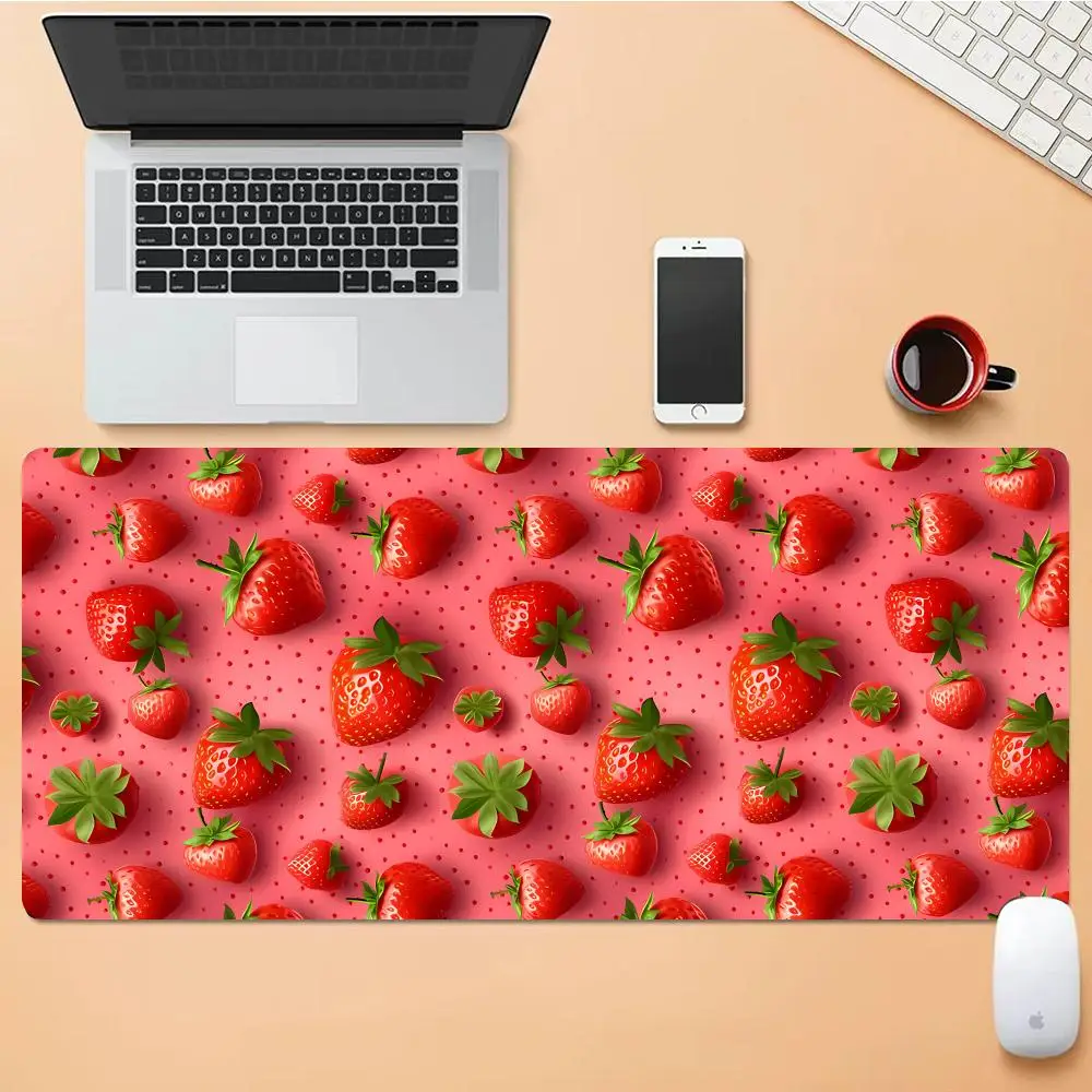 

Strawberry Mouse Pad Desk Mouse Pad Cute HD Desk Pad Extended Gaming Keyboard Mats Large XXL Gamer Mousepad 90x40