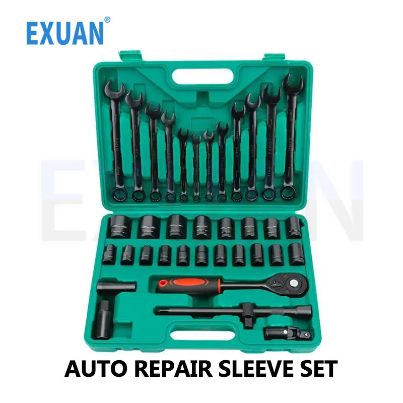 

32 шт., электрический гаечный ключ, набор для авторемонта, ящик для инструментов, пневматический утолщенный набор втулок, 1/2 большая летающая втулка, набор наборов схем Втулка электрогаечного ключа Набор инструментов