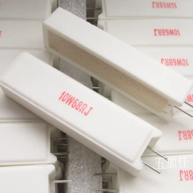 10-100pcs RX27-5 10W68RJ 10W 68R 5% high-power direct insertion ceramic cement resistor size 13x51x9