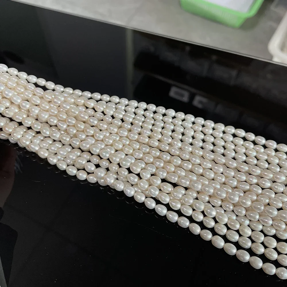 6-7mm AAA Natural Freshwater White Pearl Rice Shape Bead Christmas Gift for Women Jewelry Make DIY Necklace Bracelet Accessories