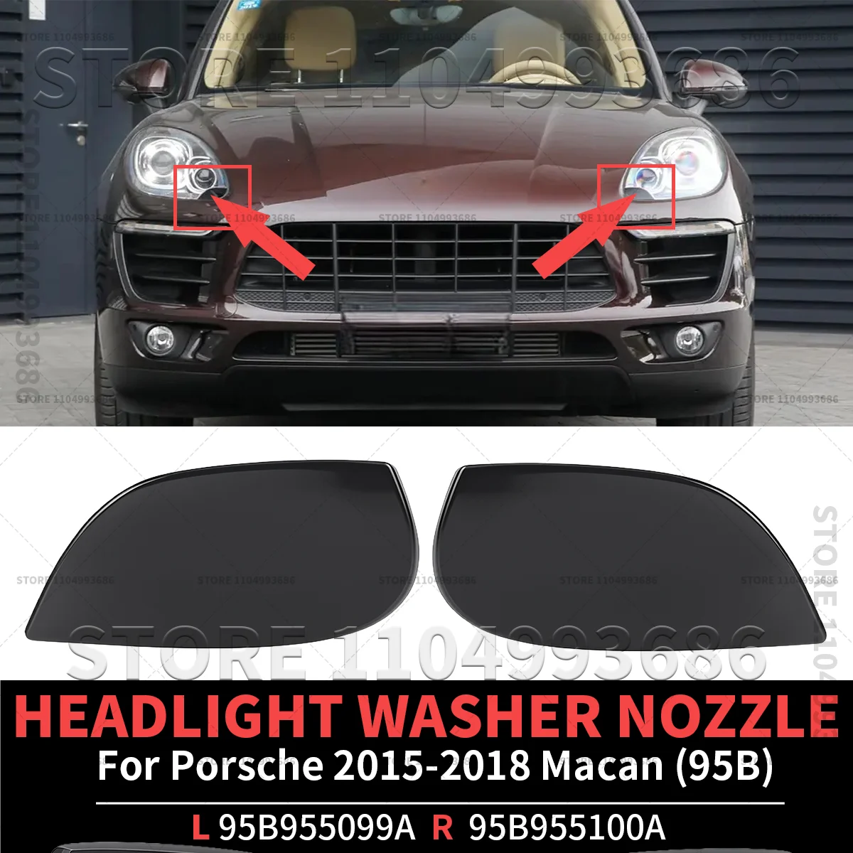 

Для 2015-2018 Porsche Macan (95B) Держатель форсунки омывателя фар OEM 95B955099A 95B955100A 95B-955-099-A-OEM 95B-955-100-A-OEM