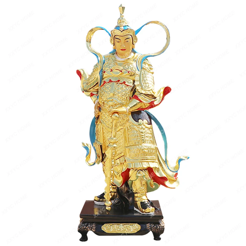 

Skanda Jia Lan Guan Gong Bodhisattva Resin Fiberglass Buddha Statue Guan Yu Lord Guan the Second Wei Tuoga Blue