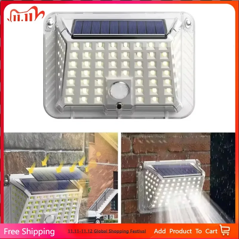 

New Three sided LED Solar Wall Light with Human Sensing Outdoor Waterproof Home Courtyard Walkway Emergency Lighting Fixture