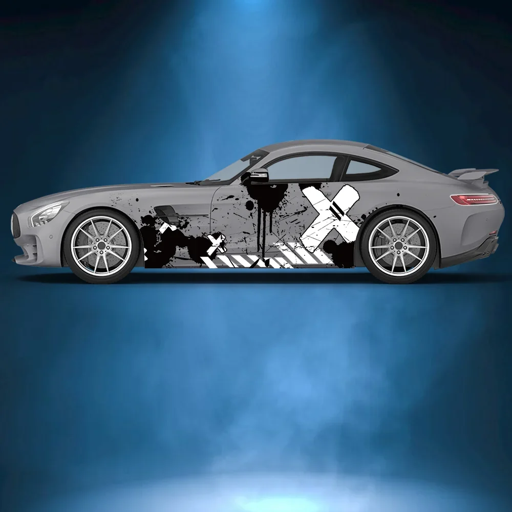 

Black Graffiti Splatter Line Car Side Sticker Vinyl Self-adhesive Paper Motorsport Paint Decal Suitable for Car Truck Suv Decor