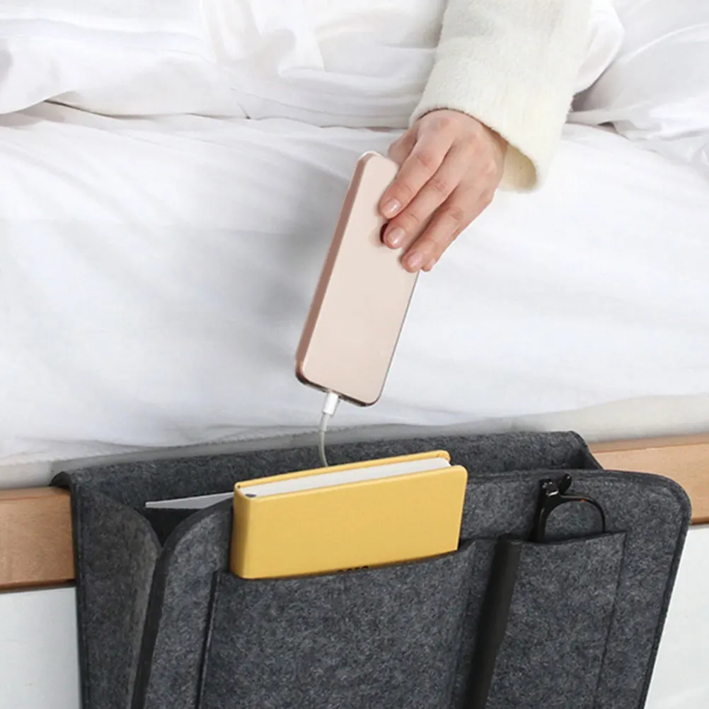 

Hanging Bag Organizer Frame Holds Phone Bedside Storage Glasses Books Remote Hanging Storage Bedside Bag Black
