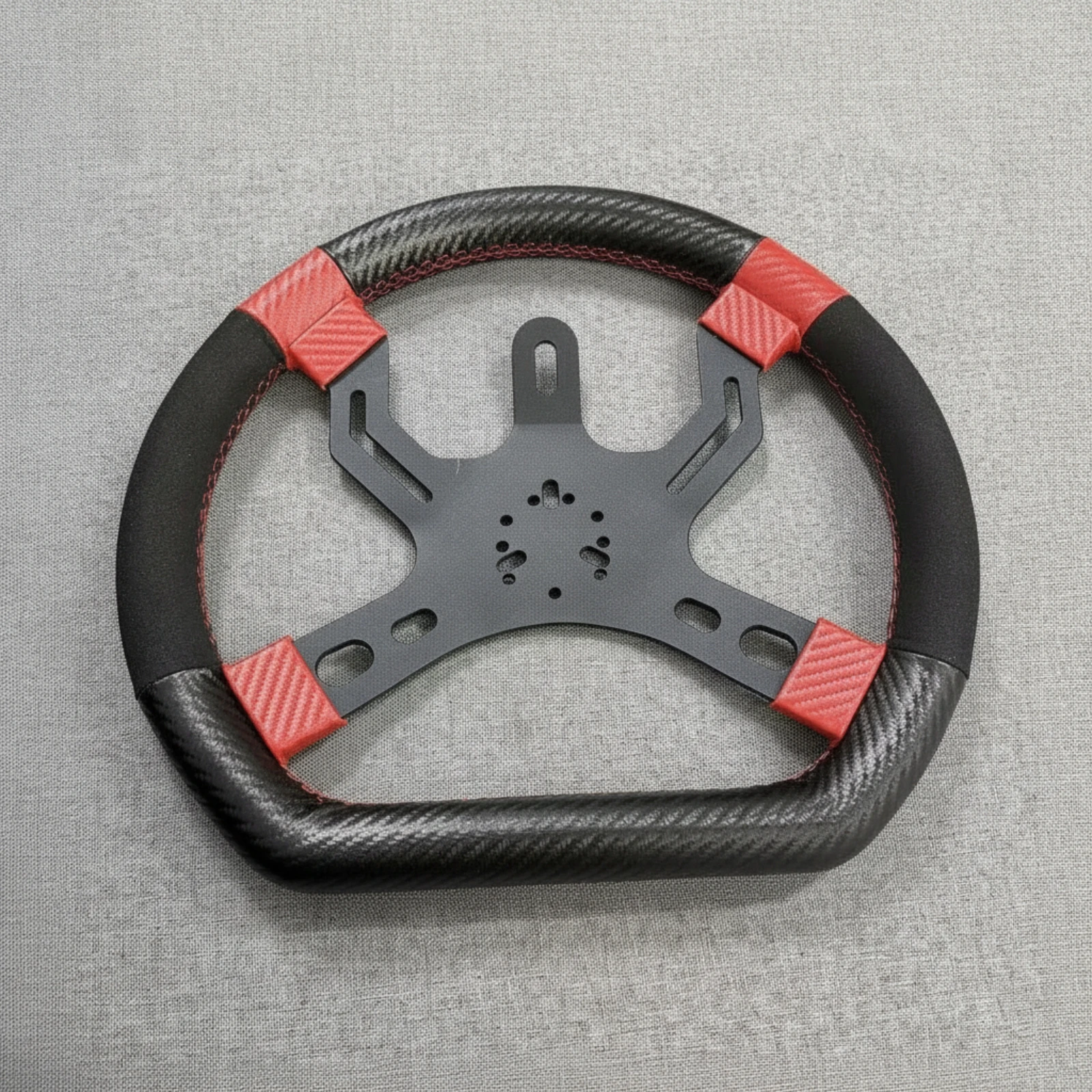 Gokart Steering Wheel Wrapped Steering Wheel with Three-Spoke Hub Non-Slip Comfortable for Racers, Karting, Racing