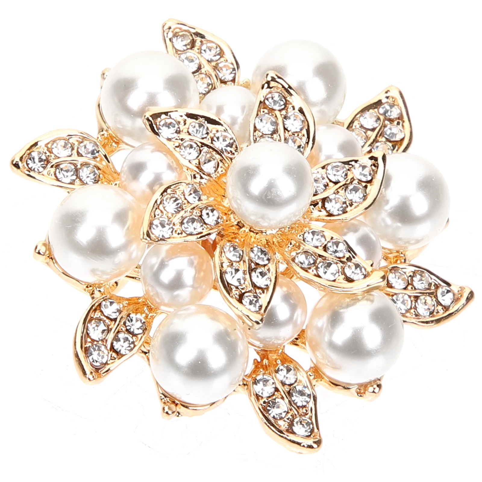 

Sturdy Flower Brooch Women Clothes Lapel Pin Rhinestone Pearl Metal Brooch Shawl Scarf Hat Decor Clothing Ornament Durable