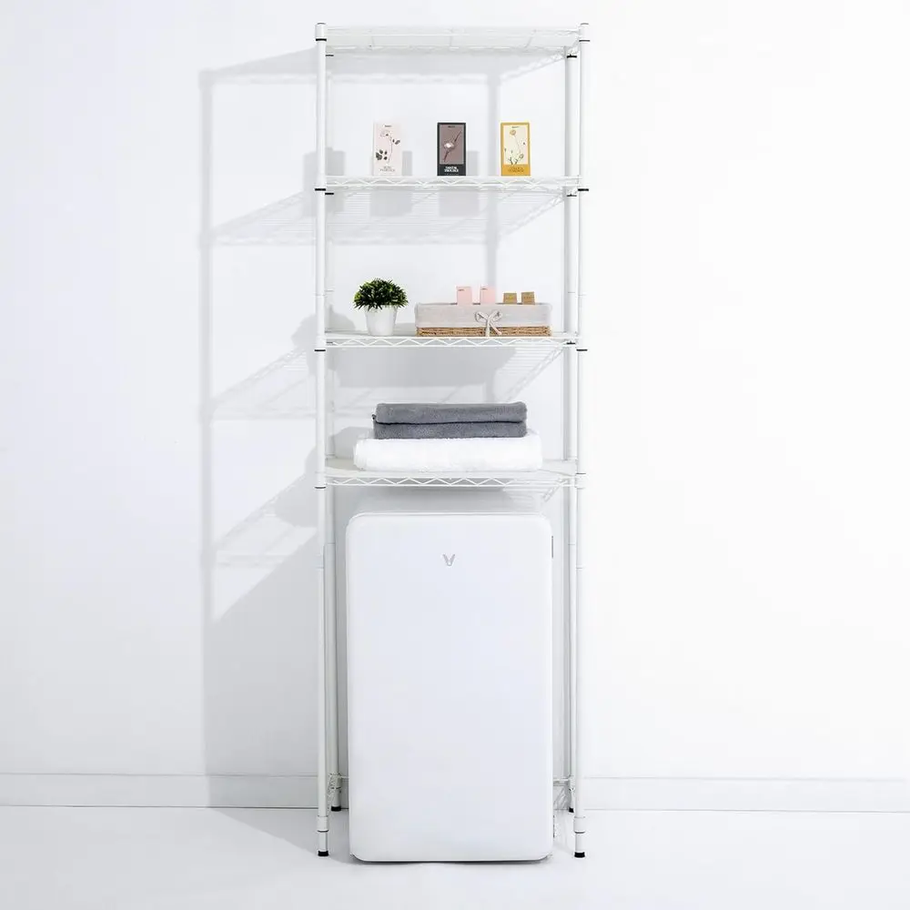 Adjustable 4-Tier Metal Mini Fridge Storage Rack - White, Ideal for Dorms, Kitchens, Offices