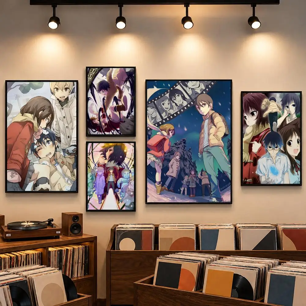 Erased Creative Anime Fan Art Collection Poster Self-adhesive Art Waterproof Paper Sticker Coffee House Bar Room Wall Decor