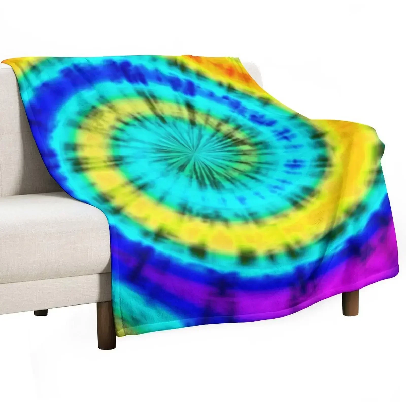 

Rainbow Tie Dye Pattern Throw Blanket blankets and throws anime Cute Plaid Blankets