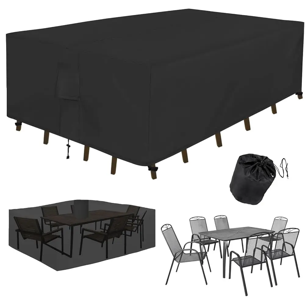 

Outdoor Table Furniture Cover Waterproof Rec Patio Sectional Couch Set Cover 126"" L×63"" W×28"" H 600D For Lawn Backyard