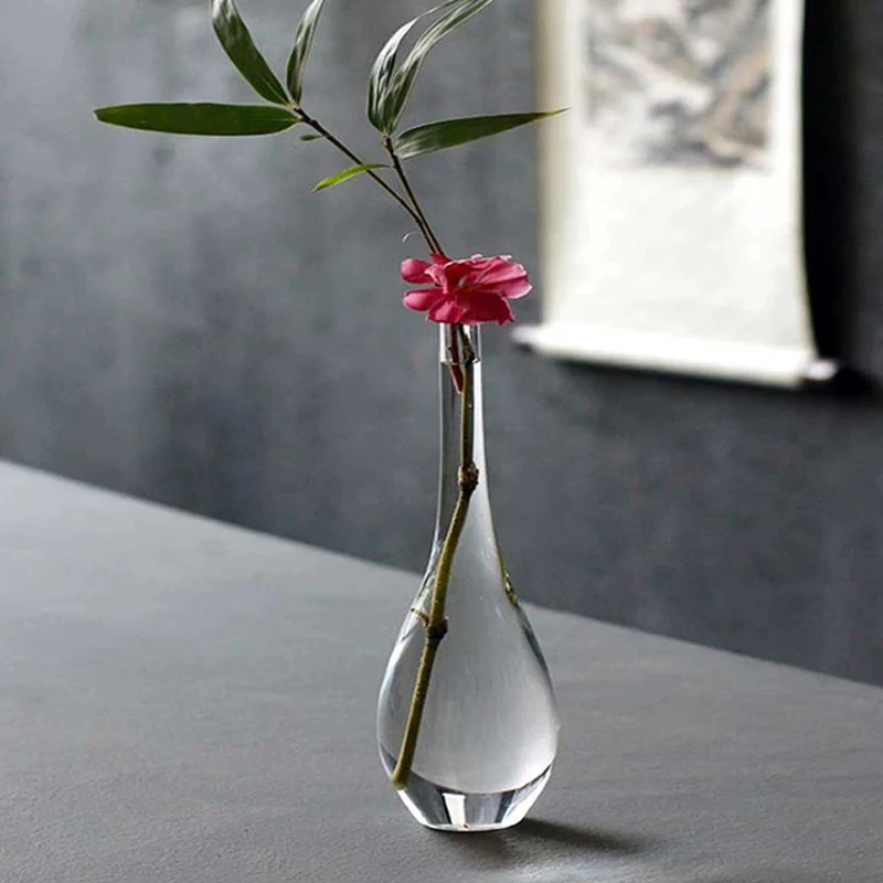 Japanese Transparent Glass Vase Simple Glass Plant Flower Vases Creative Hydroponic Living Room Table Decorative Flower Pot