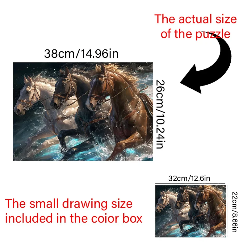 A Box of A Adult Mini Jigsaw Puzzle Featuring a Galloping Horse in Water - Scratch-resistant, High Difficulty, Suitable for Ad