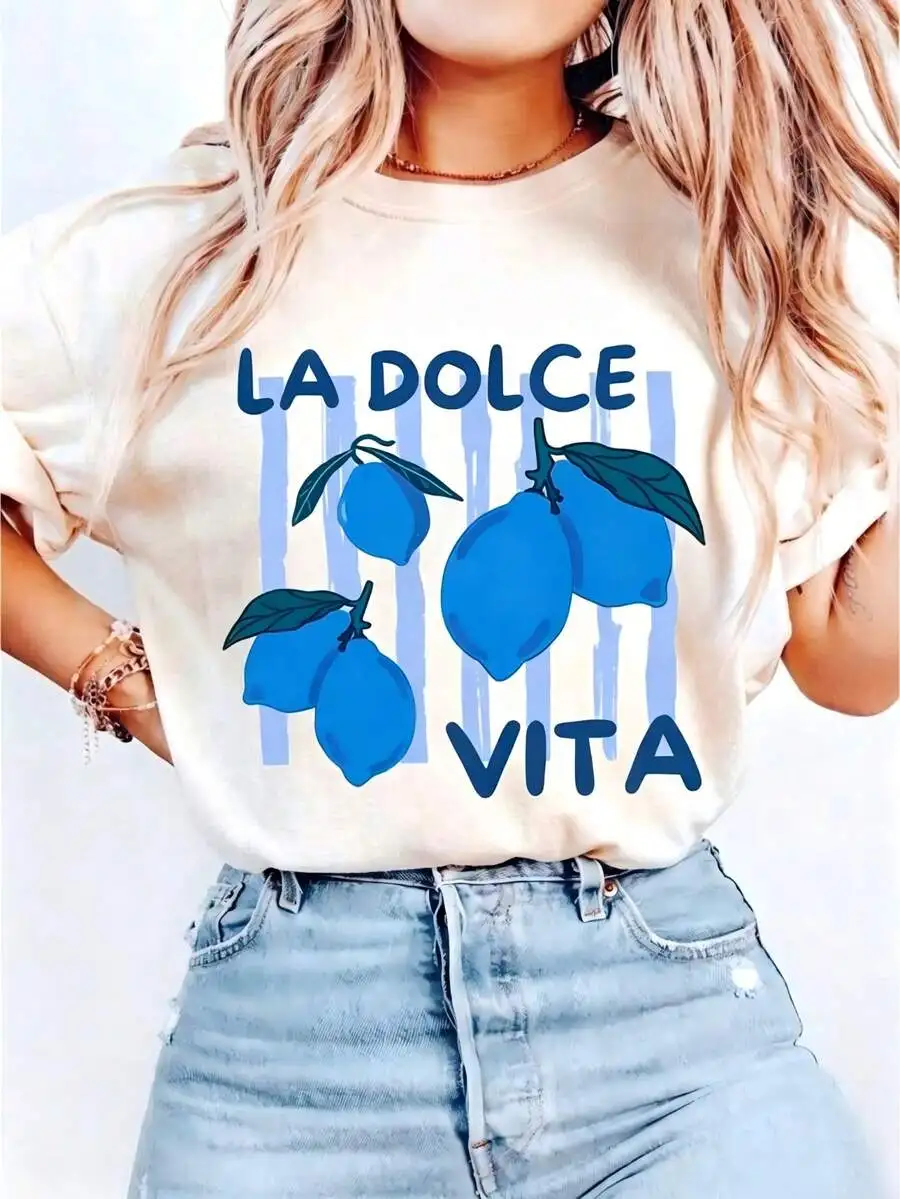 Loose-Fitting / Plus SizeLa Dolce Vita Lemon Shirt Italian Summer Tee, Amalfi Inspired Graphic Travel Shirt Gift For Italy Lovers Cute Vacation Outfit