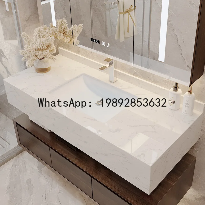 Marble Basin Simple Washbasin Bathroom Sink Integrated Smart Mirror Cabinet