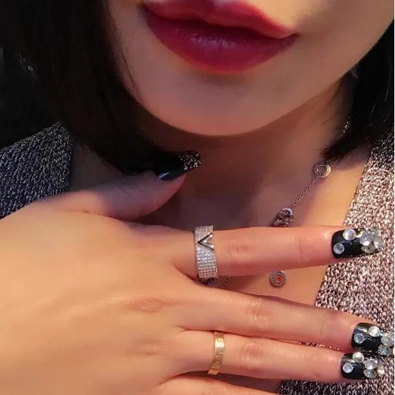 2025 الاتجاه الجديد 925 الفضة الاسترليني مزاجه الكلاسيكي، الموضة الكبرى، الحجر الكلاسيكي مطعمة خاتم الزواج المرأة، خاتم الرسالة #5