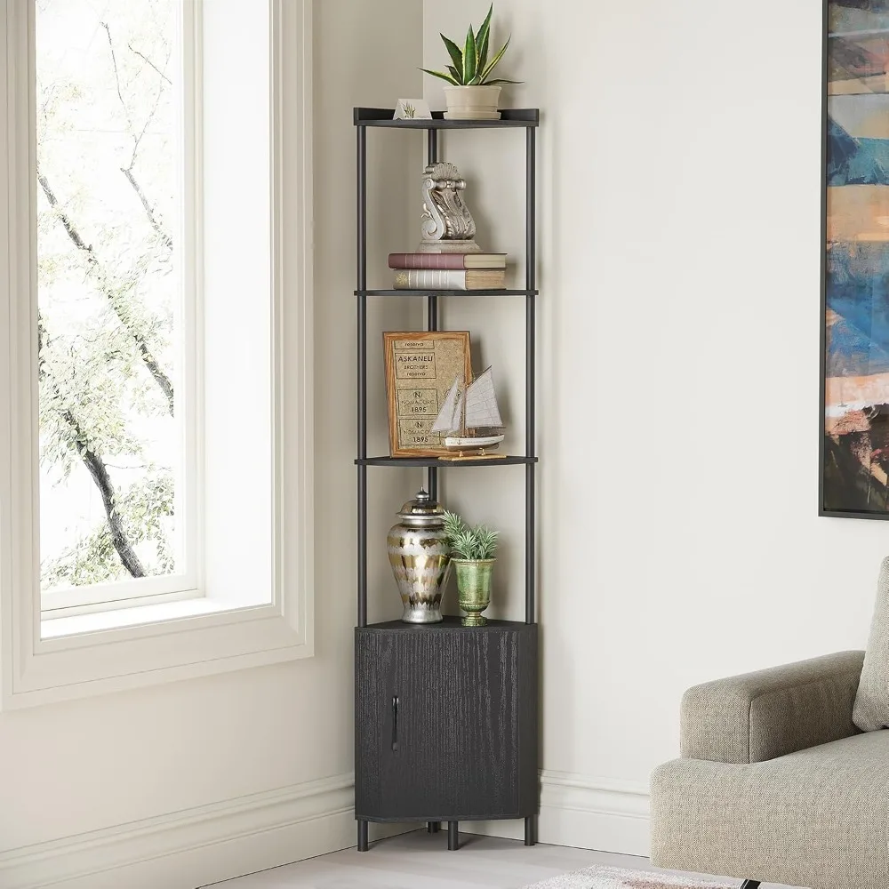 

SUNMORY 5 Tier Corner Cabinet,65.4"Tall Corner Shelf with Storage, Display Shelf Corner Shelves Fr Living Room Decor for Bedroom