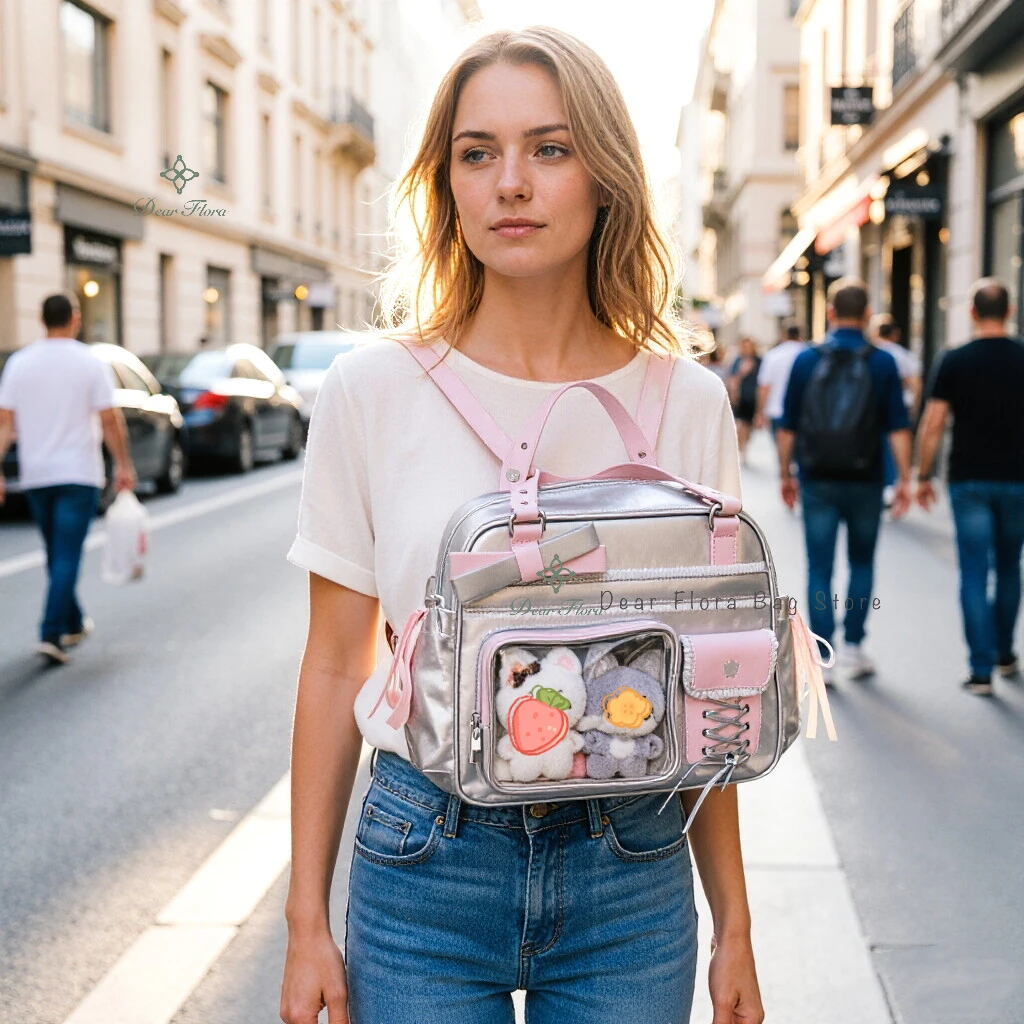 Neue Y2K Nette Itabag Comic Ausstellung Große Kapazität Rucksack Süße Mädchen Transparente Umhängetasche DIY Abzeichen Display Schulter Tasche – Detail 14