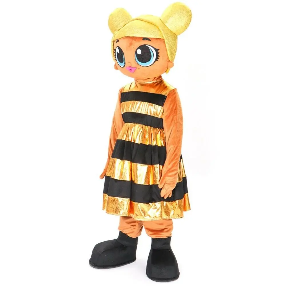 Mascote de abelha rainha para adulto, Fantasia extravagante dos desenhos animados, Vestido extravagante de pelúcia, Halloween e Natal, Novo