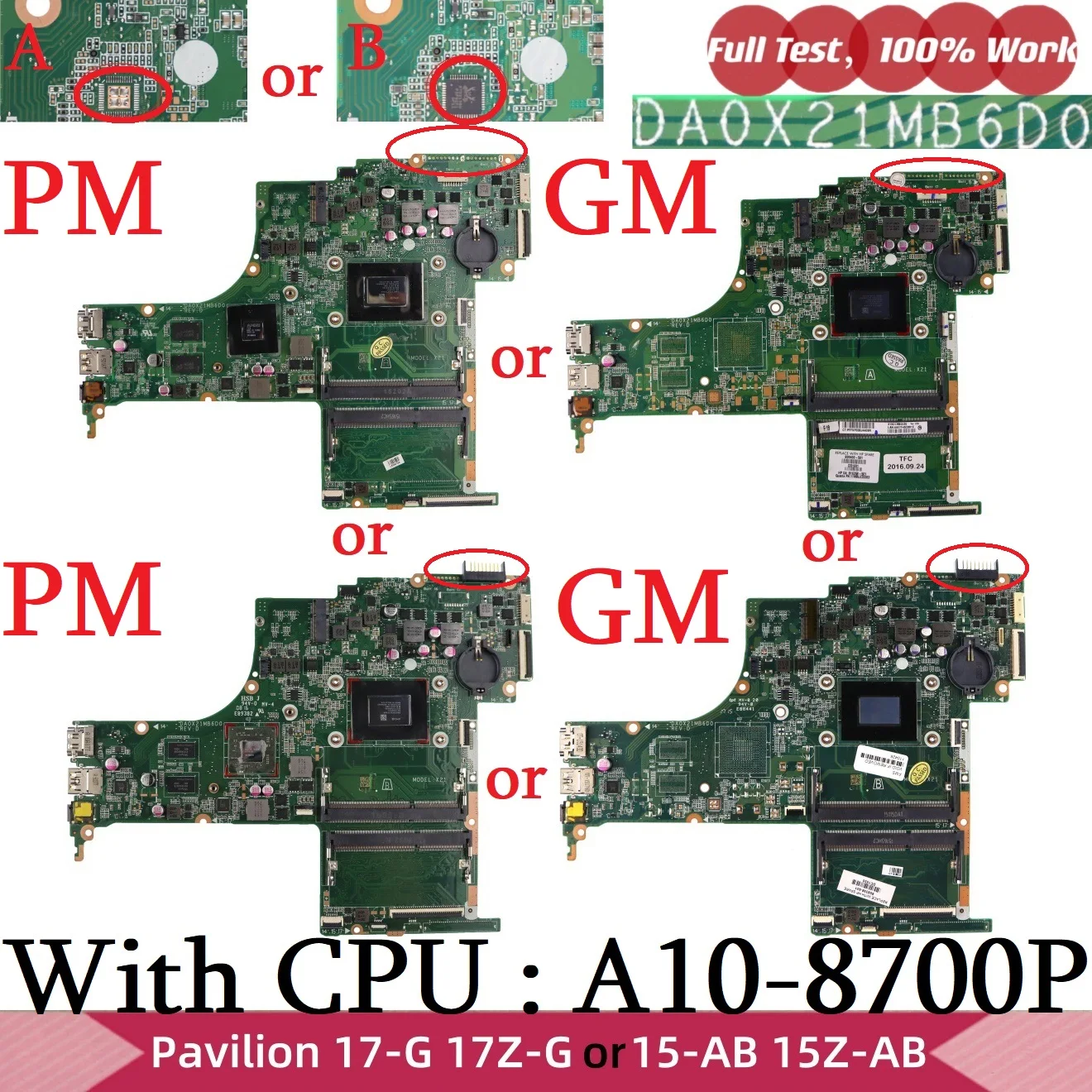 Para HP Pavilion 17-G 17Z-G o 15-AB 15Z-AB placa base de computadora portátil DA0X21MB6D0 X21 844520-501 809403-501 809400-601 809338-501 844521
