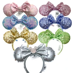 Disney Mickey Mouse Ear Headband Silver 100th Anniversary Minnie Hair Hoop Birthday Gift Adult/Child Cosplay Accessories