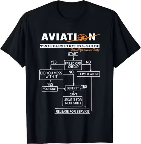 Airplane Pilot T-Shirt Funny Pilot Troubleshooting Guide Tee T-Shirt Funny Clothes Men Clothing Tops Camisetas