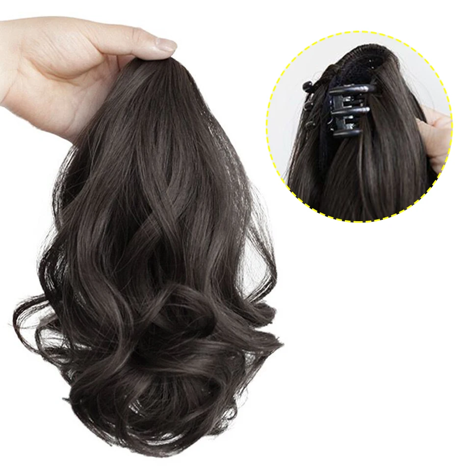 الاصطناعية قصيرة شعر مستعار مجعد ذيل حصان 12 بوصة مخلب كليب في ذيل حصان الشعر التمديد لطيف هيربيسي شعر مستعار للنساء ذيل حصان الاصطناعية