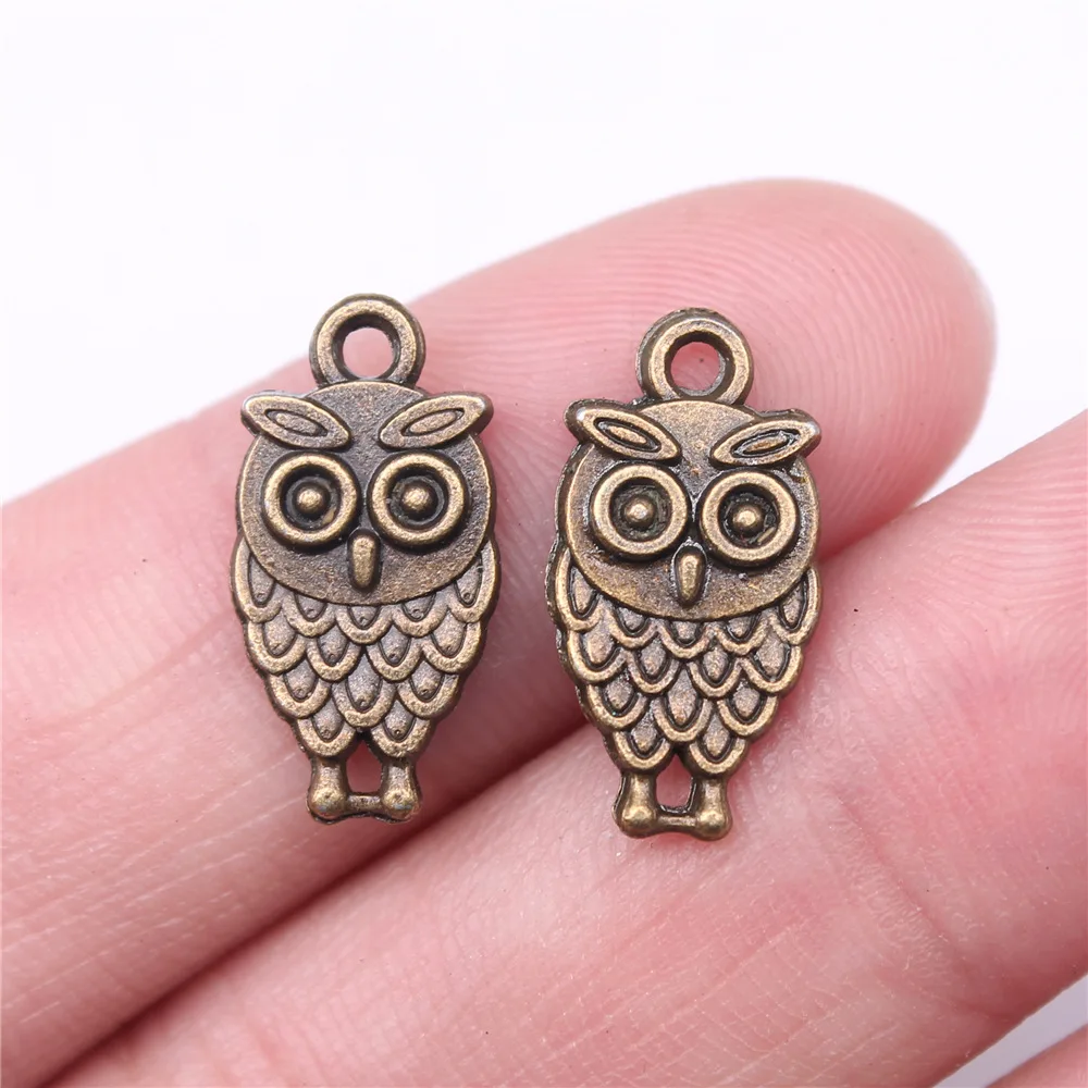 WYSIWYG 10pcs 19x9mm Antique Bronze Color Double Sided Owl Charms Pendant For DIY Jewelry Making Jewelry Craft Findings