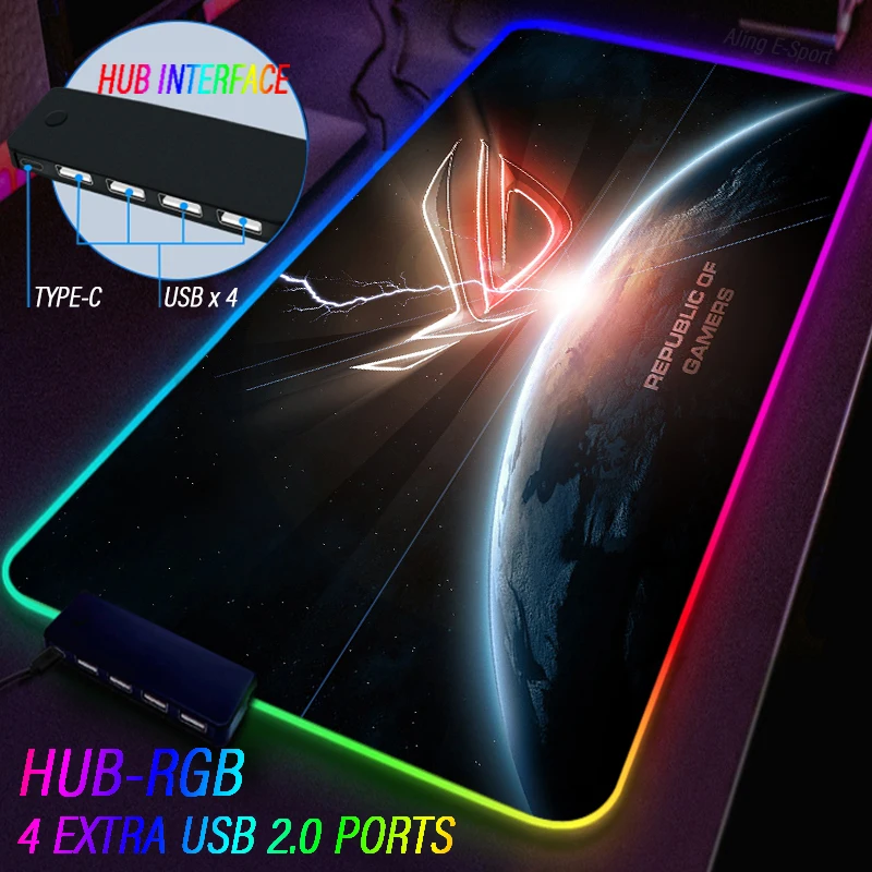 multiport hub usb luminous mouse pad tapete extensivel roge anime tapete de mesa rgb tapete de escrita de estudante personalizado 01