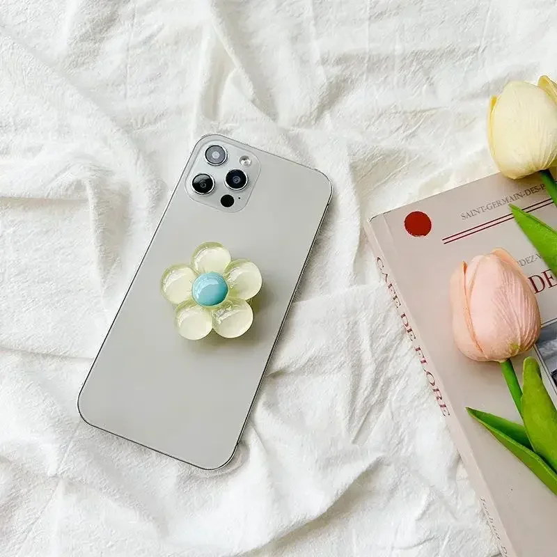3d bonito transparente flor arco dobrável anel de dedo griptok suporte do telefone para iphone suporte soquete bolso aperto tok suporte