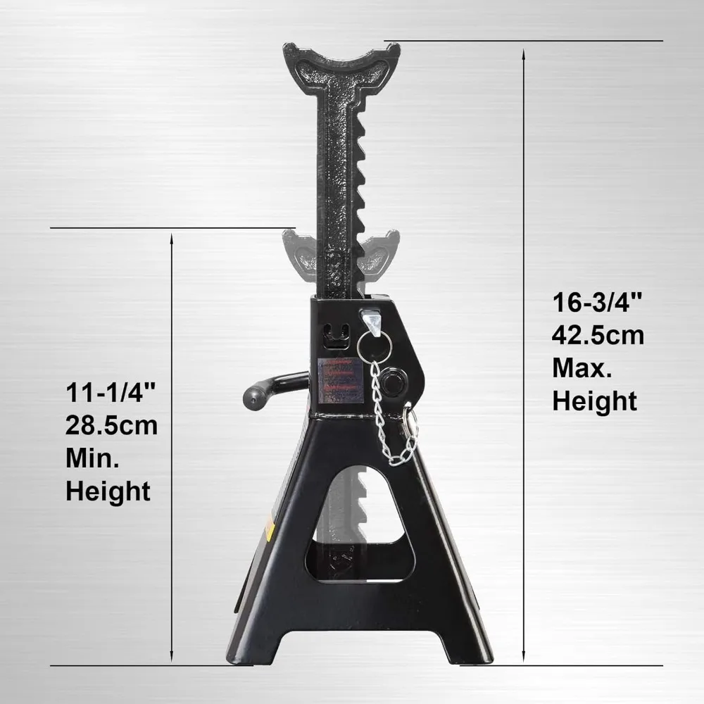 Double-Locking Steel Jack Stands, 3-Ton Capacity, 2-Pack, Black
