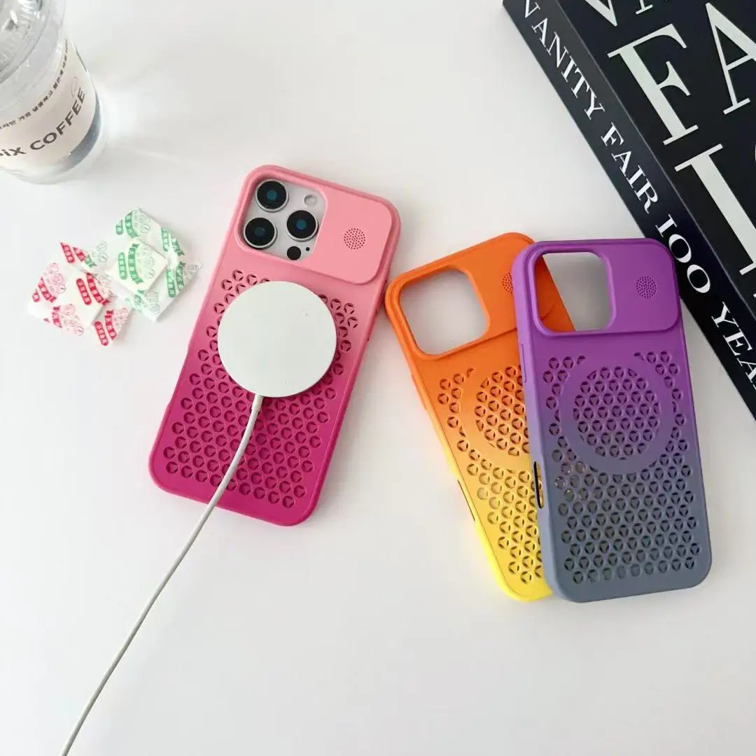 

Colorful honeycomb cooling aroma magnetic phone case suitable for iPhone series phones. It provides ventilation and cooling, and