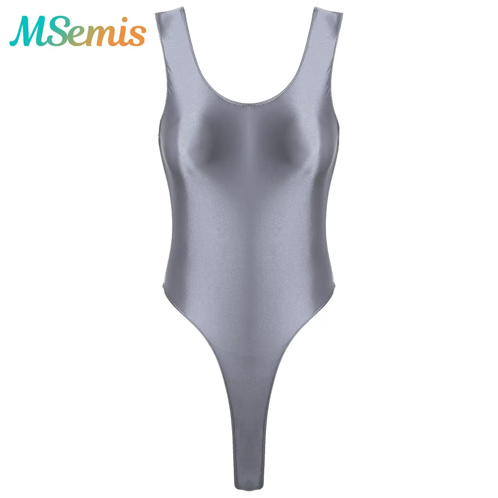 

Женское нижнее белье, глянцевое боди с высоким вырезом, купальник, масляный цельный купальник без рукавов, йога, спорт, тренажерный зал, фитнес, купальный костюм