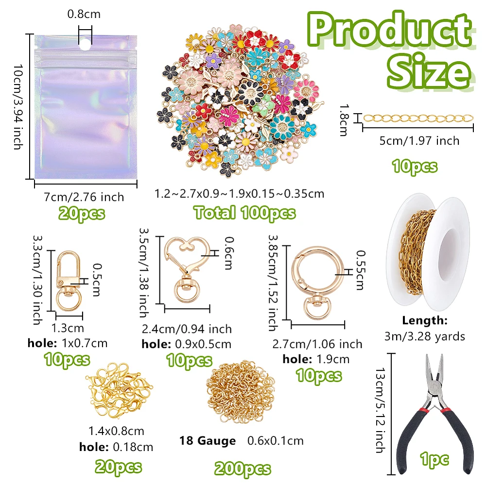 384Pcs Keychain Making Kit with Charms Includes 100Pcs Charms 50Pcs Keychains Clips 200Pcs Jump Rings 11Pcs Extender Chain
