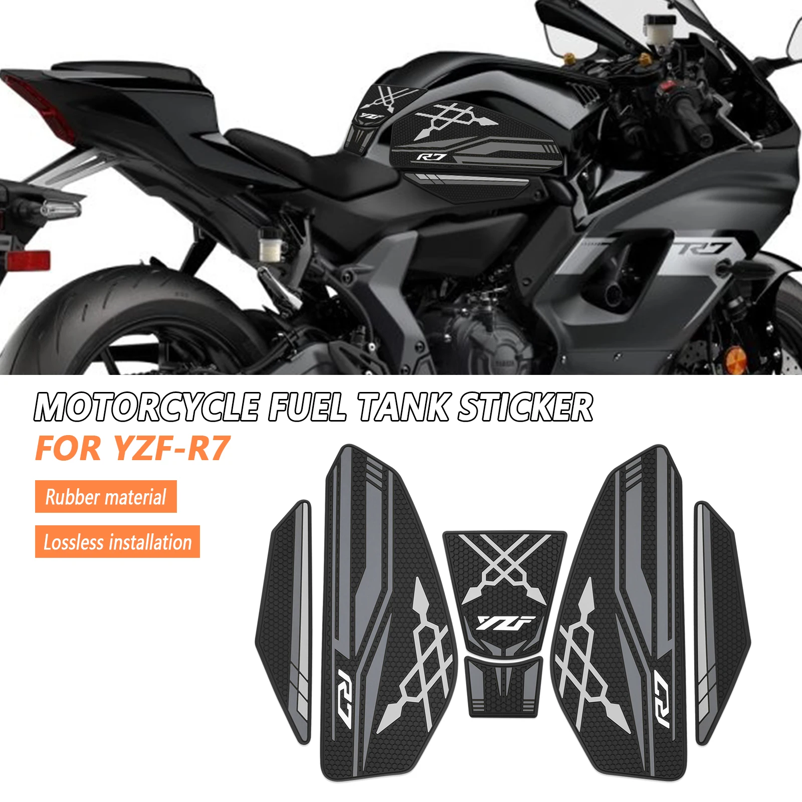 

For Yamaha YZF-R7 YZFR7 2021 2024-2025 NEW Motorcycle fuel tank pad fuel tank traction pad anti-slip side fuel tank sticker