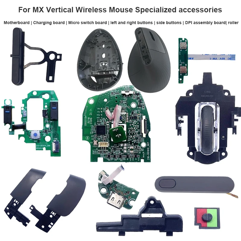 MX Vertical Wireless Mouse shell Main Board Charging Board Micro Switch Board Left Right Buttons Side Keys DPI Assembly Roller