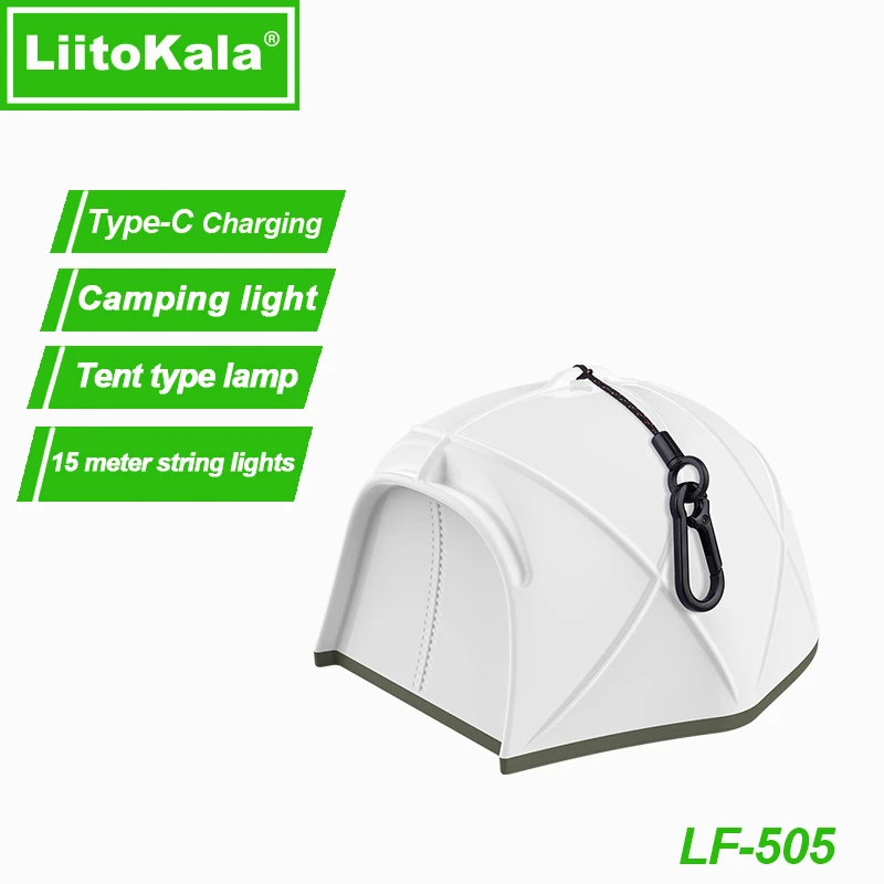 LiitoKala 15 meter LED RGB tent camping light LF-505 Type-C port USB power bank output 18650 4000mAh IP44 waterproof