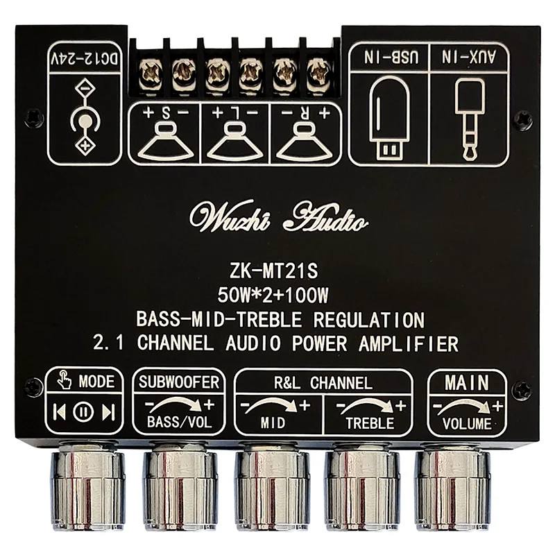 ZK-MT21S 2.1 channel Bluetooth audio amplifier board module subwoofer midrange treble