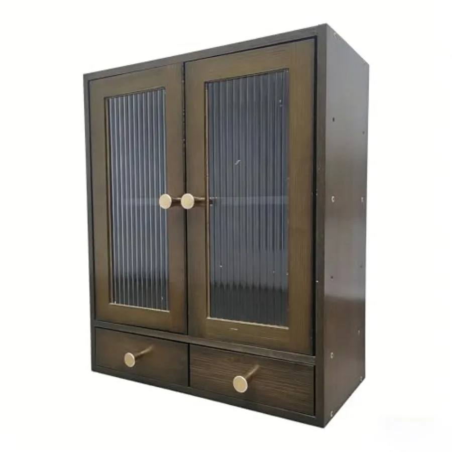 Magnetic Door Countertop Storage Cabinet for Kitchen Living Room Bedroom Bathroom Office Brown Nanzhu Organizer with Drawer 14.