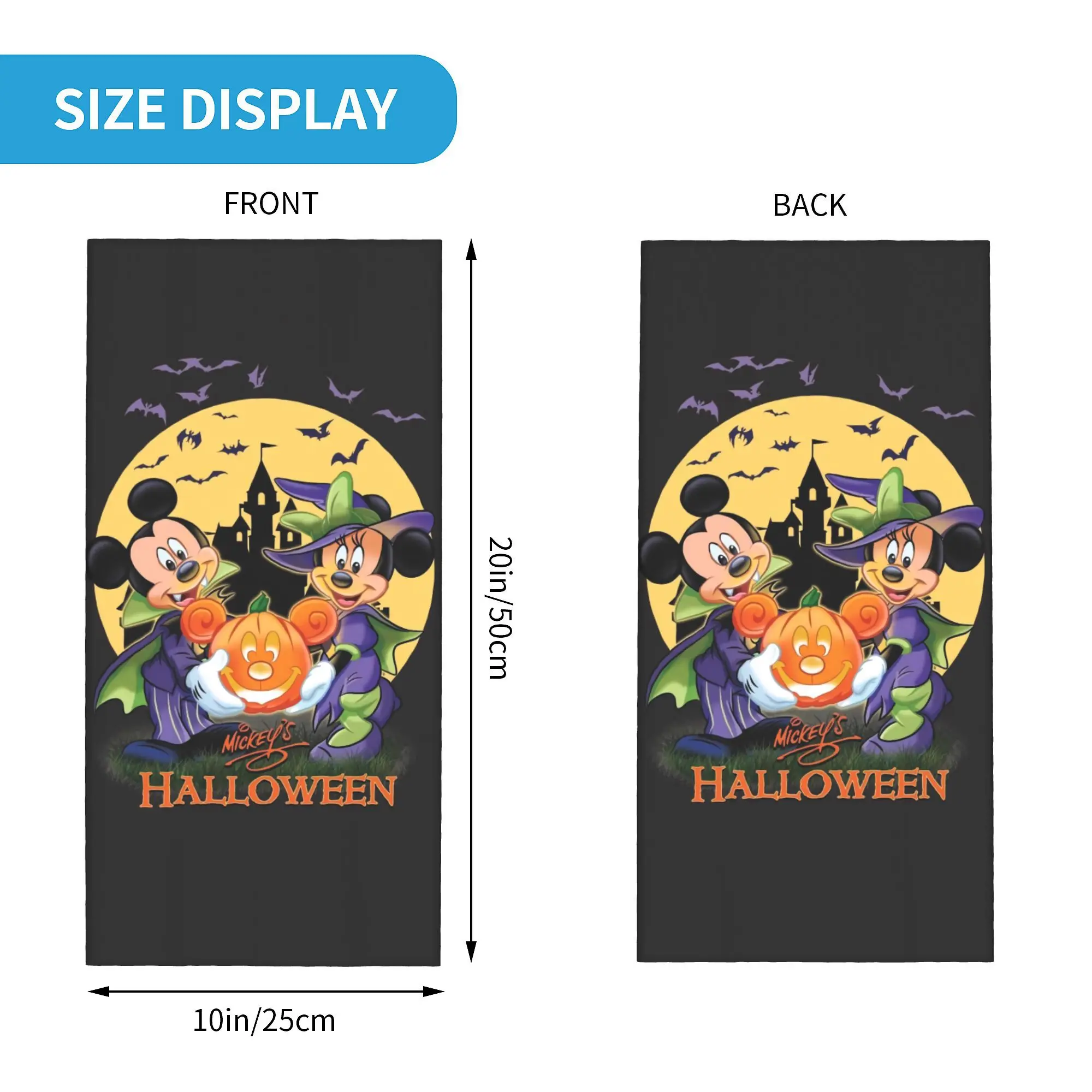 Custom Halloween Mickey Mouse Pumpkin Bat Neck Gaiter Men Women UV Protection Winter  Bandana Scarf for Hiking