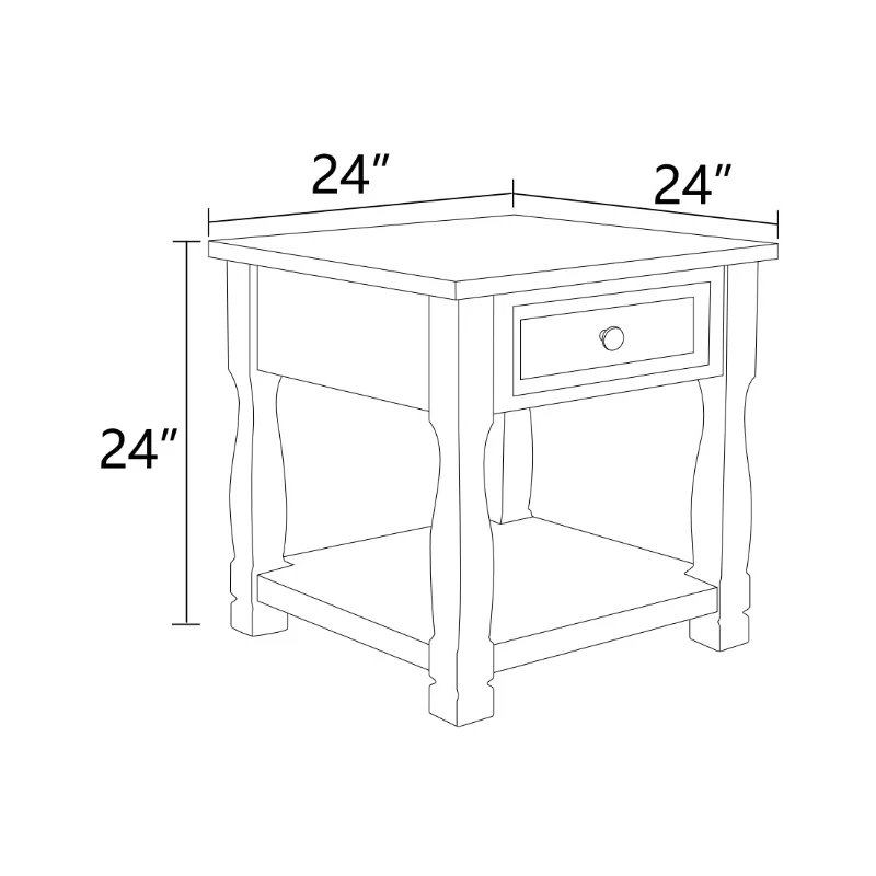 Mesa de coquetel para sala de estar com tampo em MDF marrom claro e gaveta de carvalho branco