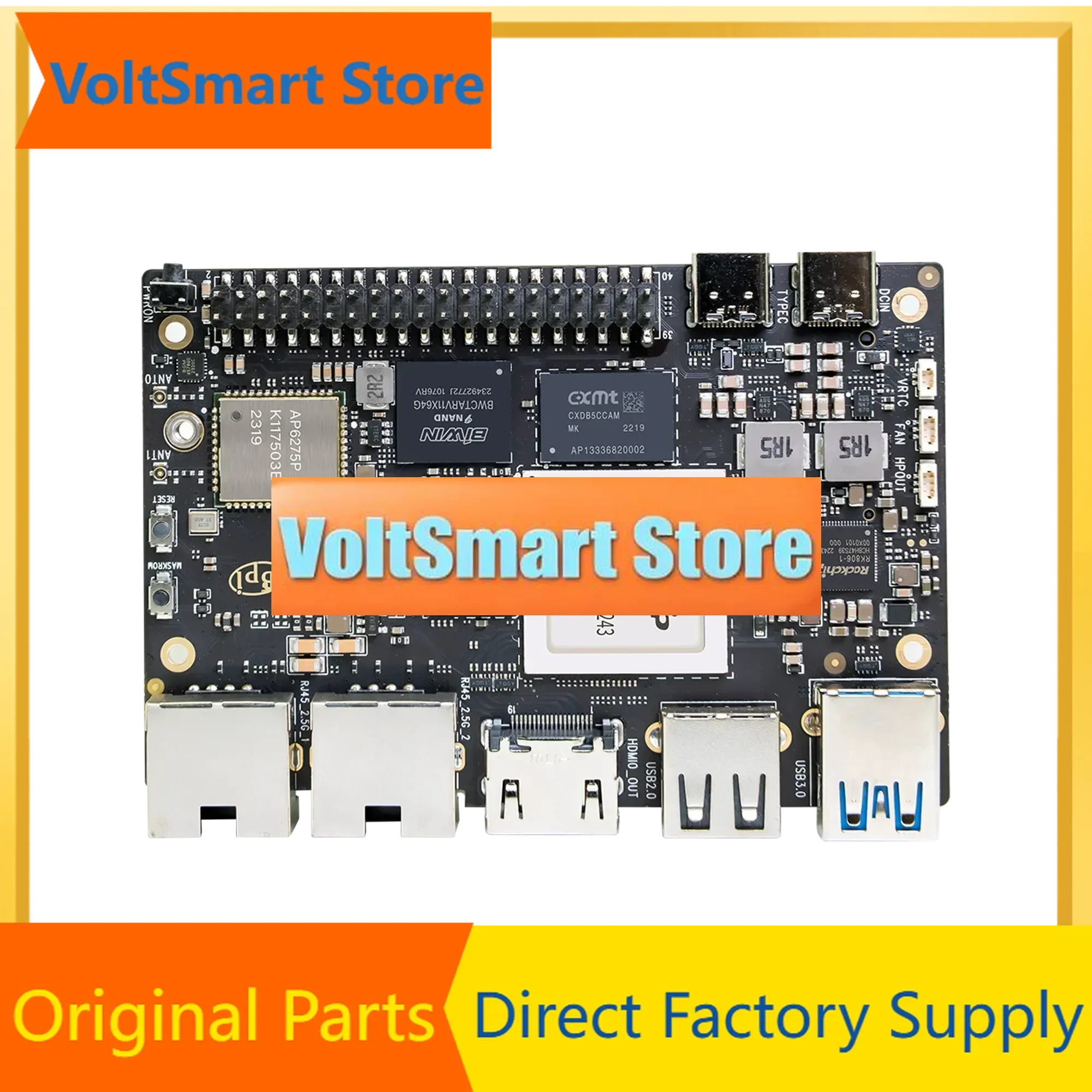 VoltSBanana Pi BPI-M7 RockChip RK3588 Quad A76 2.4Ghz And Quad A55 1.8Ghz Mali G610MC4 GPU Optional 8G/16G/32G LPDDR4 64G/128G E