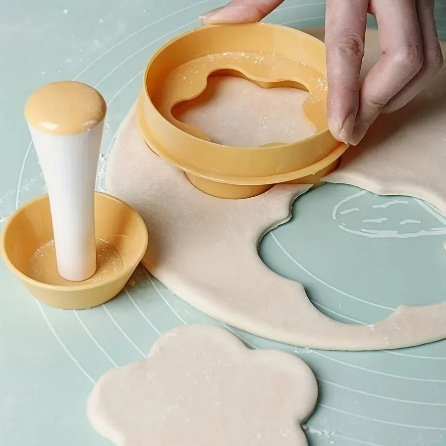 Flower Shaped Pastry Tamper Creative Dough Presser & Cake Mold for Biscuits/Pies DIY Baking Tools Kit