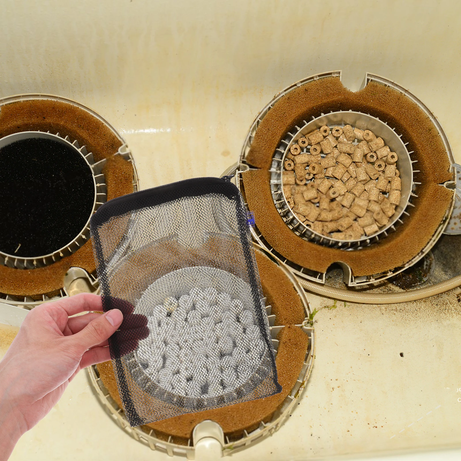 

10pcs Filter Bags Aquarium Mesh Zippered for Ceramic Rings Charcoal Fish Tank Pond Filters Media Bags Reusable