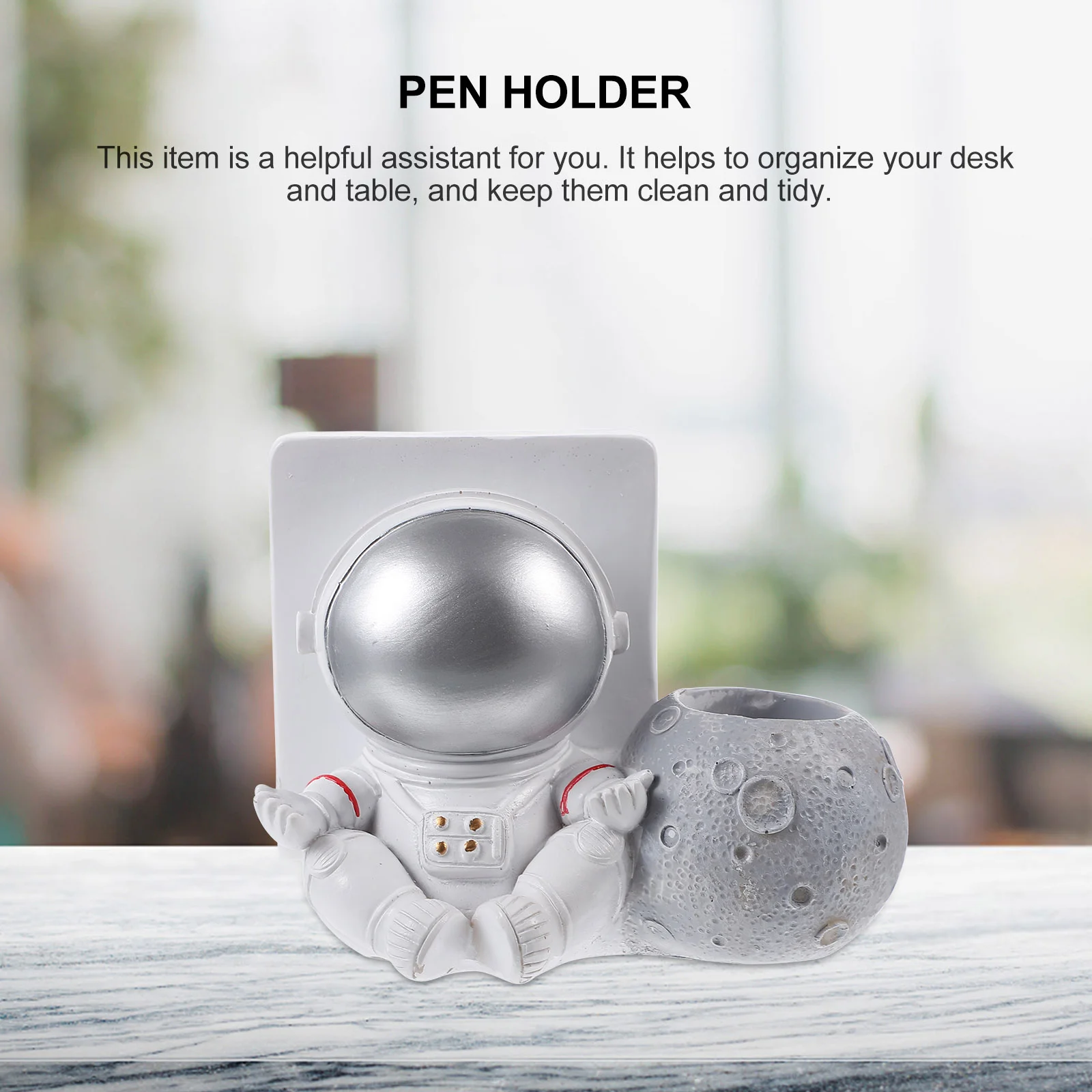 Shelf Astronaut Pen Holder Student Ornament Resin Makeup Tools Container