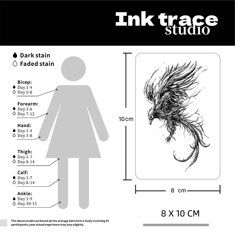 1/2PCS Waterproof Roc Bird Temporary Tattoo Sticker Semi-Permanent Magic Fake Tattoo Lasts up to 15 Days
