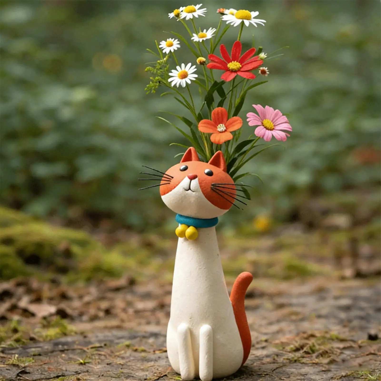Niedliche blumenvase in Katzenform. Langhalsige Katzenvase, universelle Vase für getrocknete Blumen. Eine ausgefallene Katzenvase, dekorative Vase mit Katzenmotiv